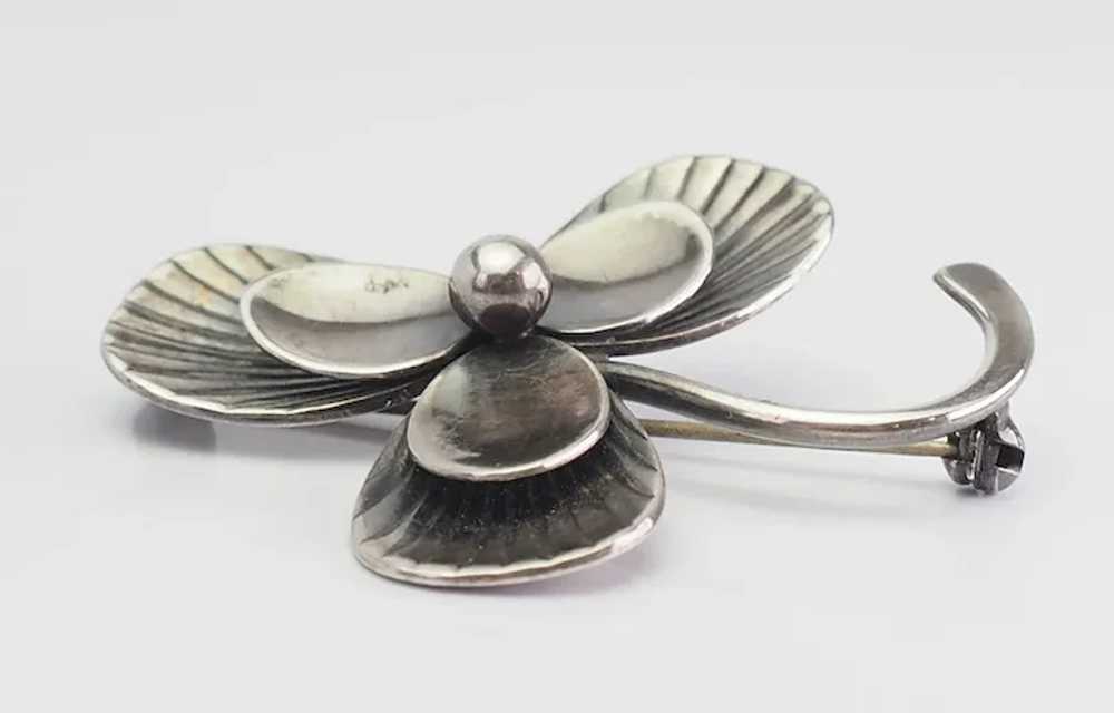 Vintage modern sterling silver flower pin by Carl… - image 2