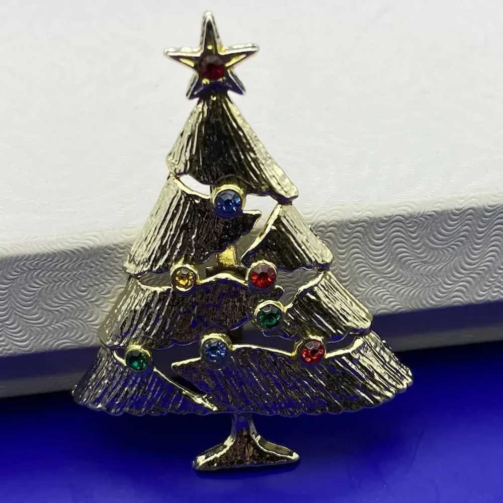 Signed BJ Silver and Gold Tone Domed Christmas Tr… - image 7