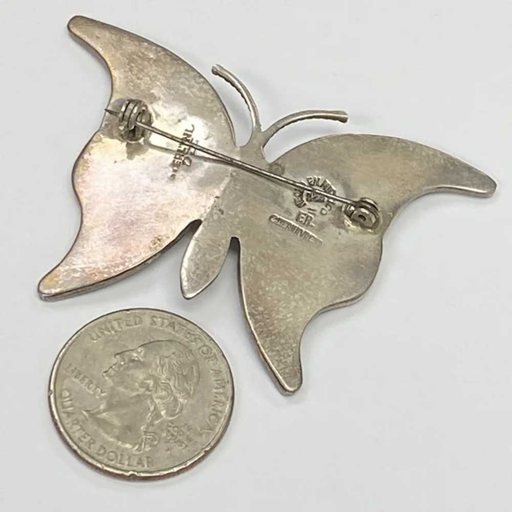 Big Vintage Butterfly Brooch Pin Sterling Silver … - image 2