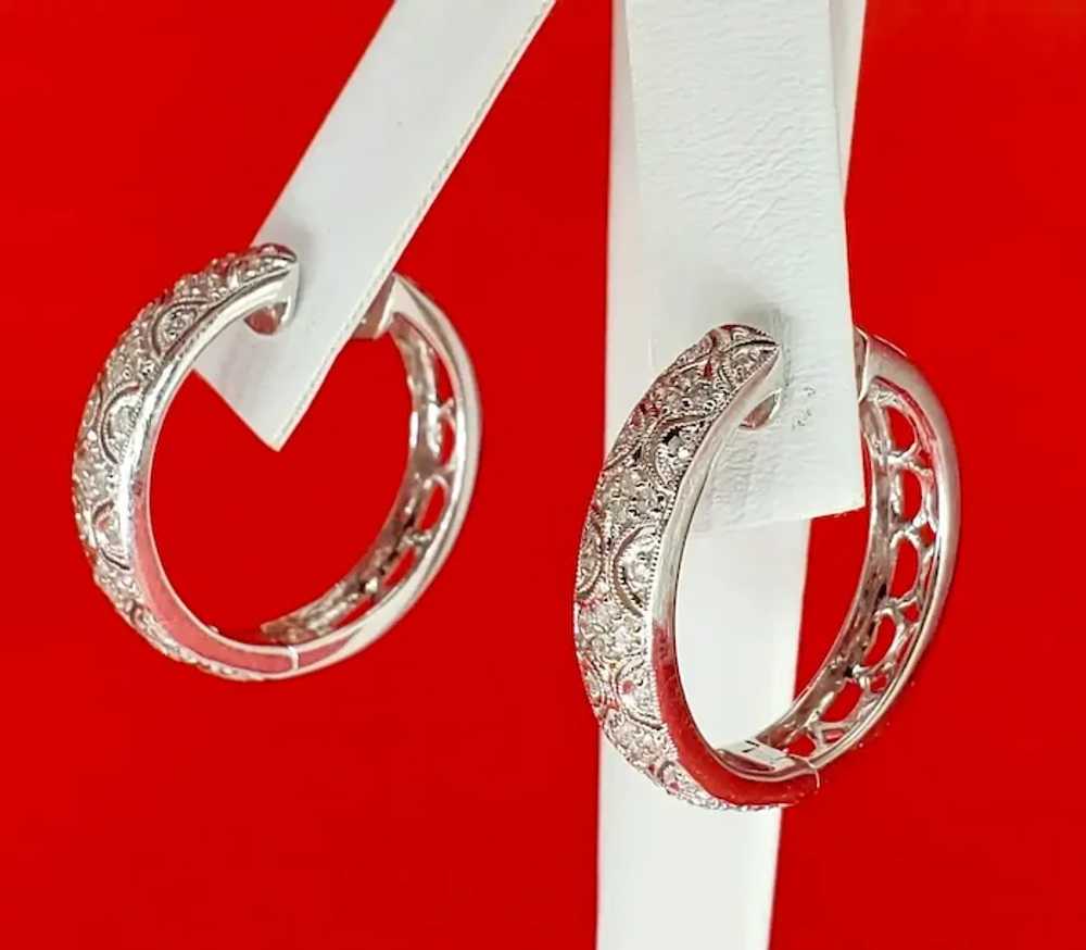 Art Deco 0.60 Carat Diamond Hoop Earrings 14 Kara… - image 3