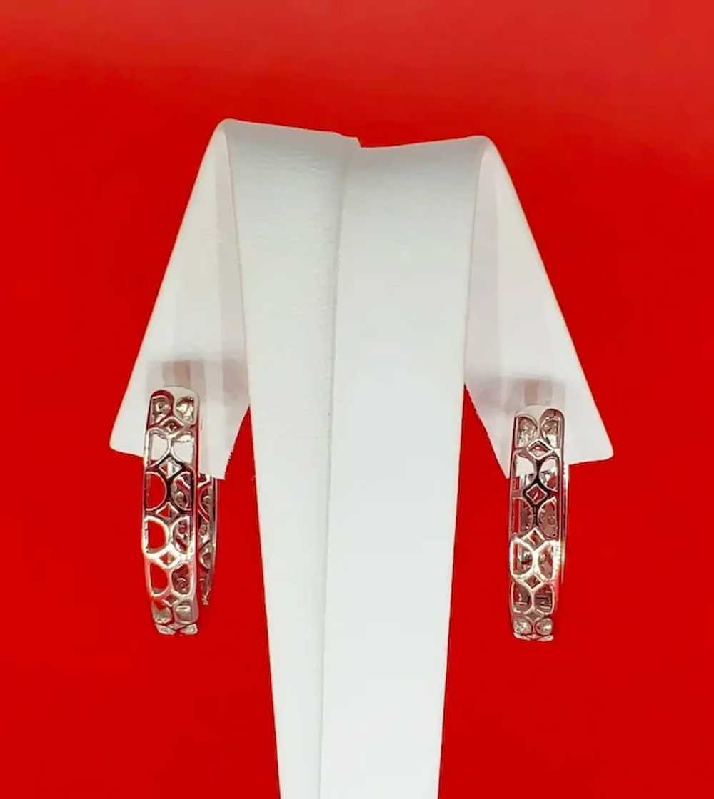 Art Deco 0.60 Carat Diamond Hoop Earrings 14 Kara… - image 5