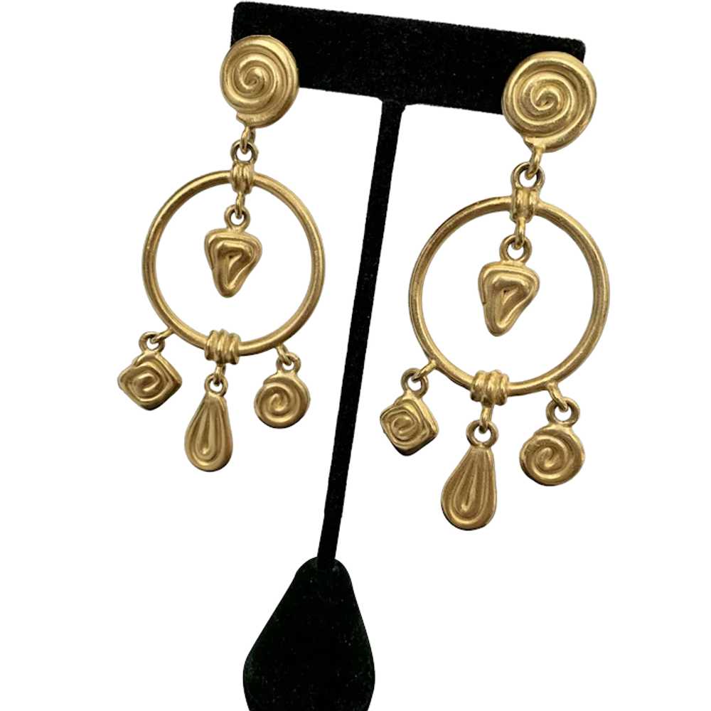 Gold Tone Chandelier Earrings - image 1