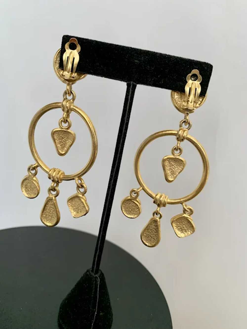 Gold Tone Chandelier Earrings - image 4