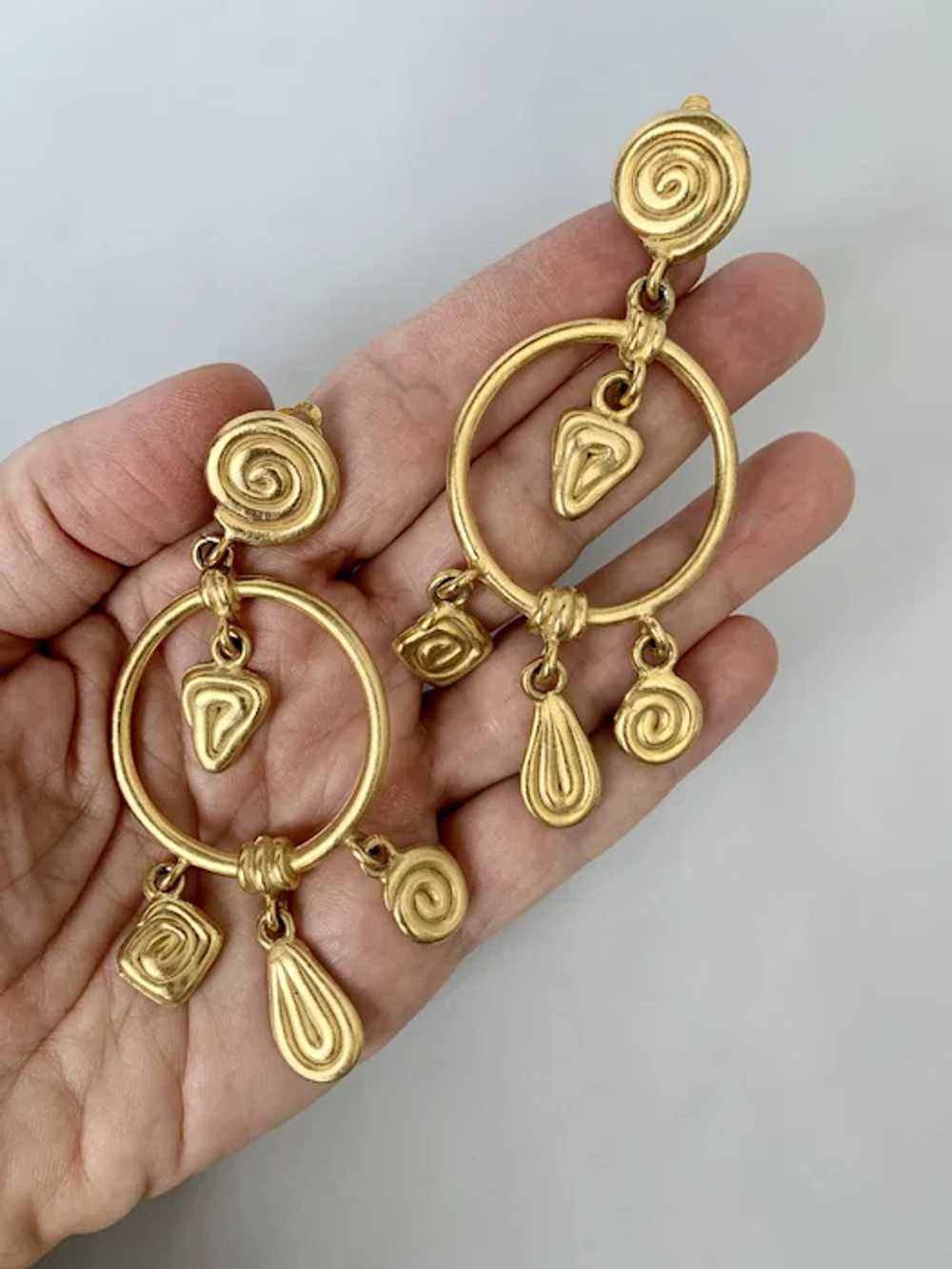 Gold Tone Chandelier Earrings - image 7