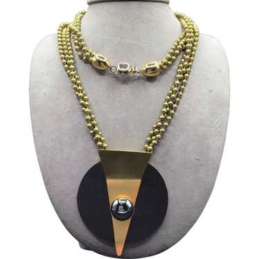 Big Bold Modernist Statement Pendant Necklace Geo… - image 1