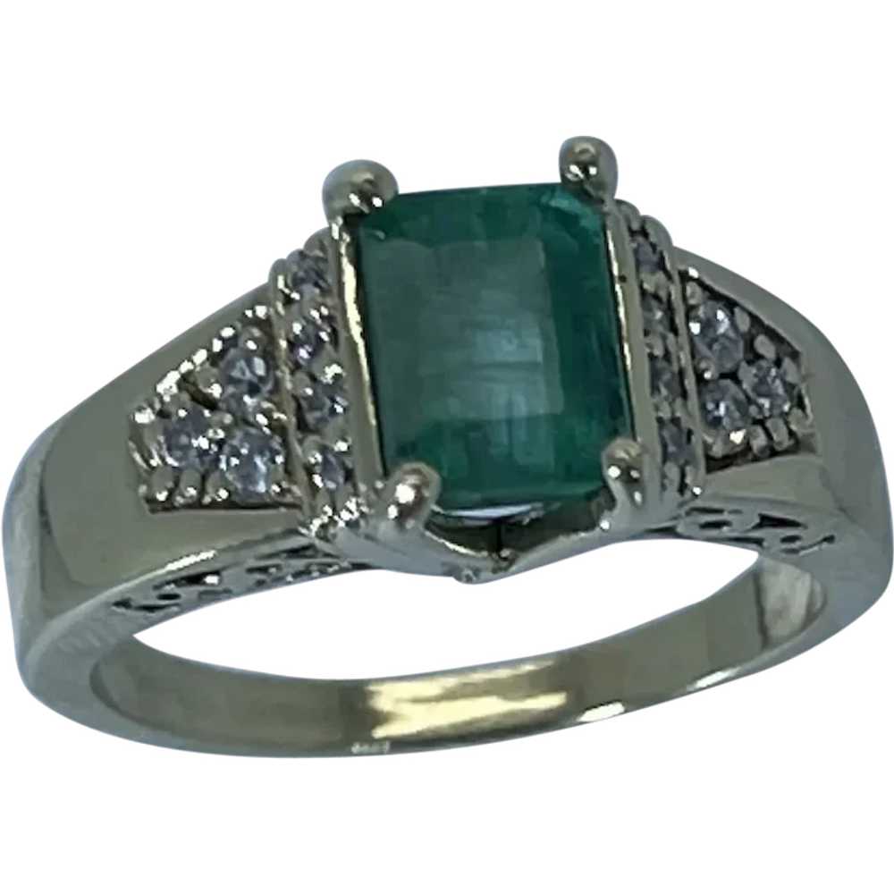 14k Emerald and Diamonds Ring, Free Resize - image 1