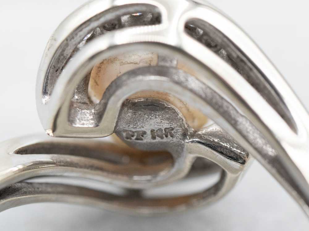Vintage Pearl and Diamond Bypass Ring - image 2