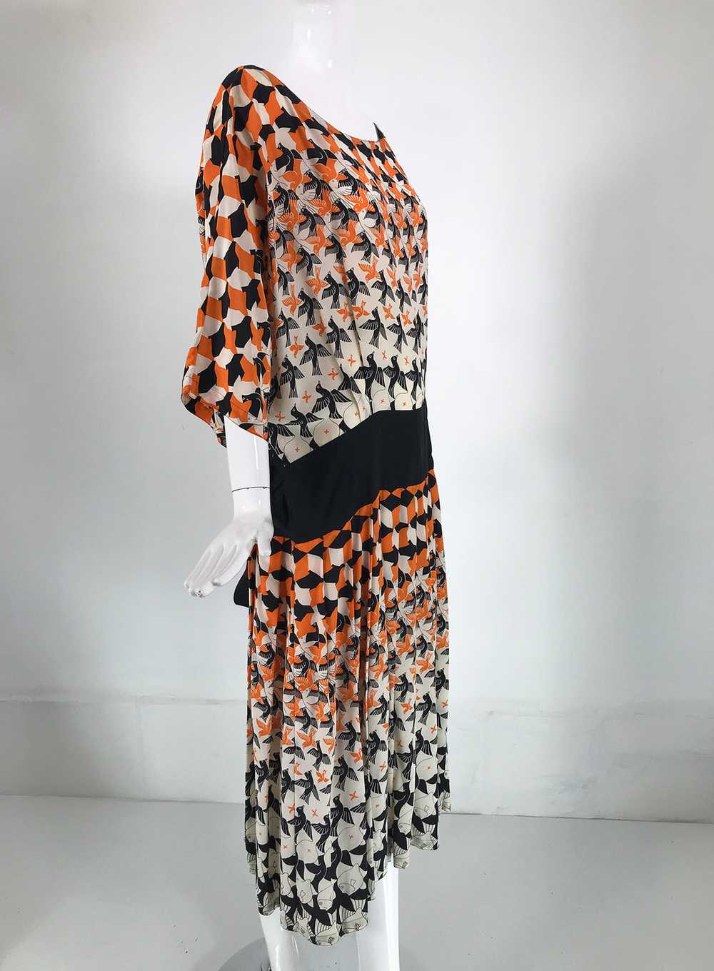 M C Escher Tessellated Print Silk Dress by Lorett… - image 10