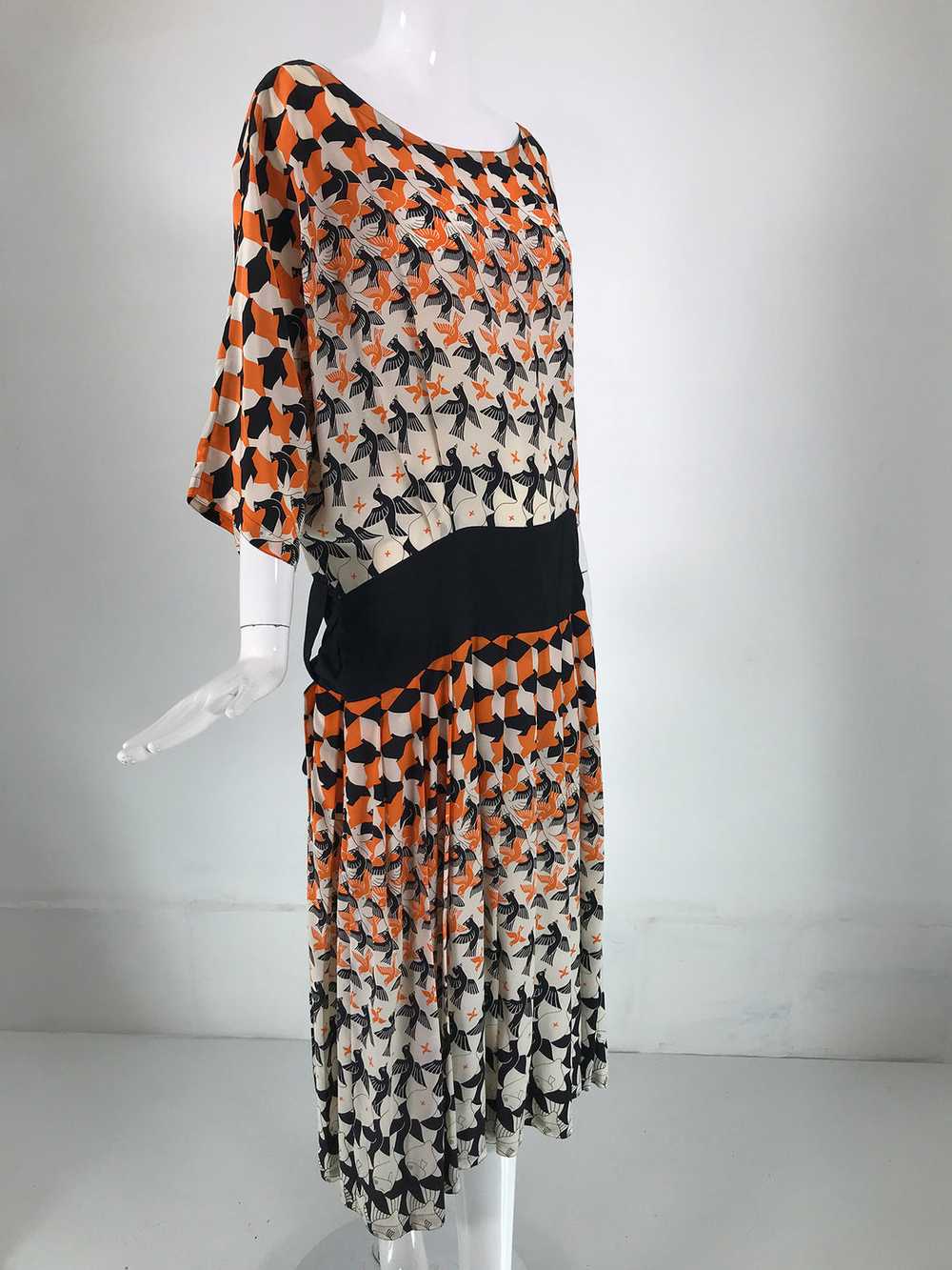 M C Escher Tessellated Print Silk Dress by Lorett… - image 11