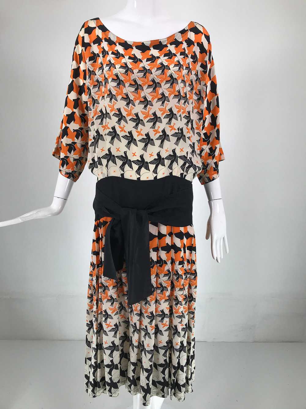 M C Escher Tessellated Print Silk Dress by Lorett… - image 1