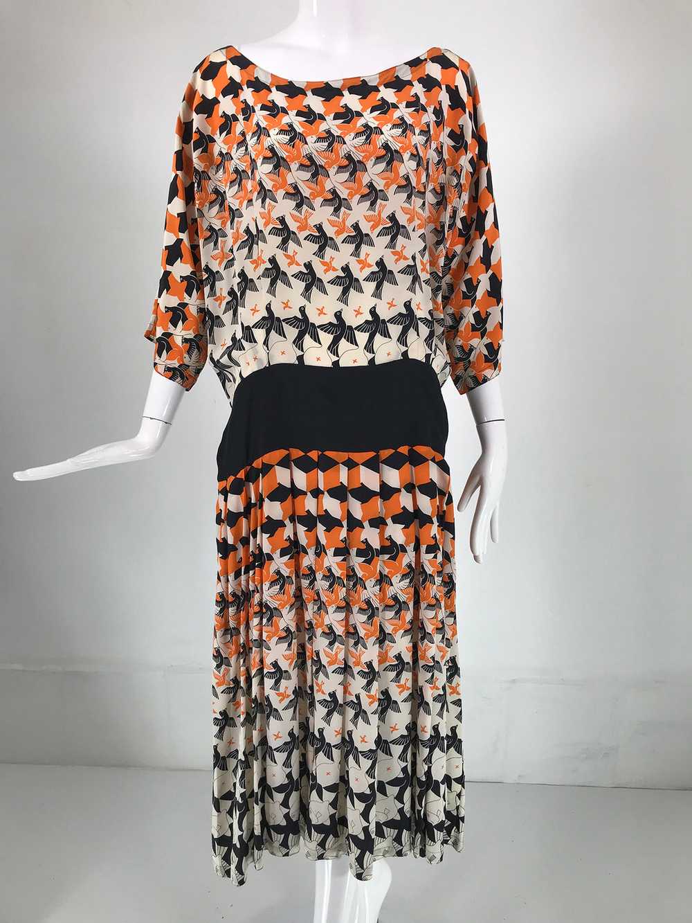 M C Escher Tessellated Print Silk Dress by Lorett… - image 2