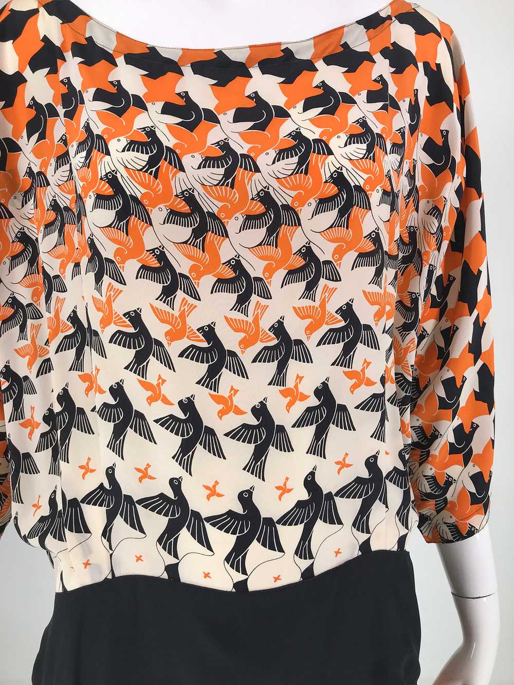 M C Escher Tessellated Print Silk Dress by Lorett… - image 3