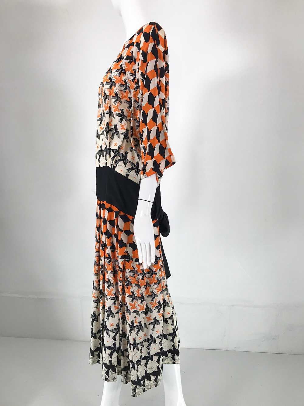 M C Escher Tessellated Print Silk Dress by Lorett… - image 6