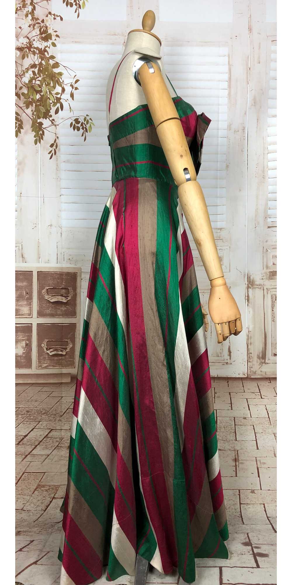 Exceptional Original 1940s Vintage Striped Evenin… - image 2