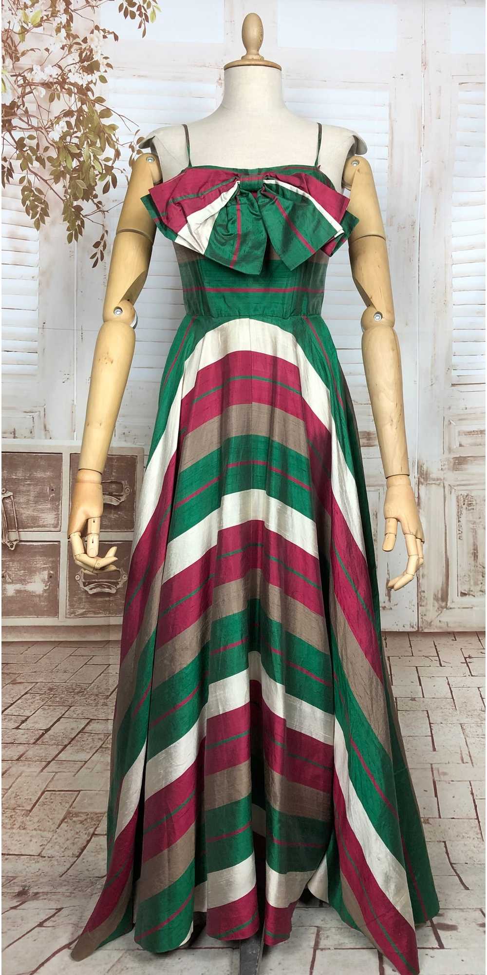 Exceptional Original 1940s Vintage Striped Evenin… - image 4