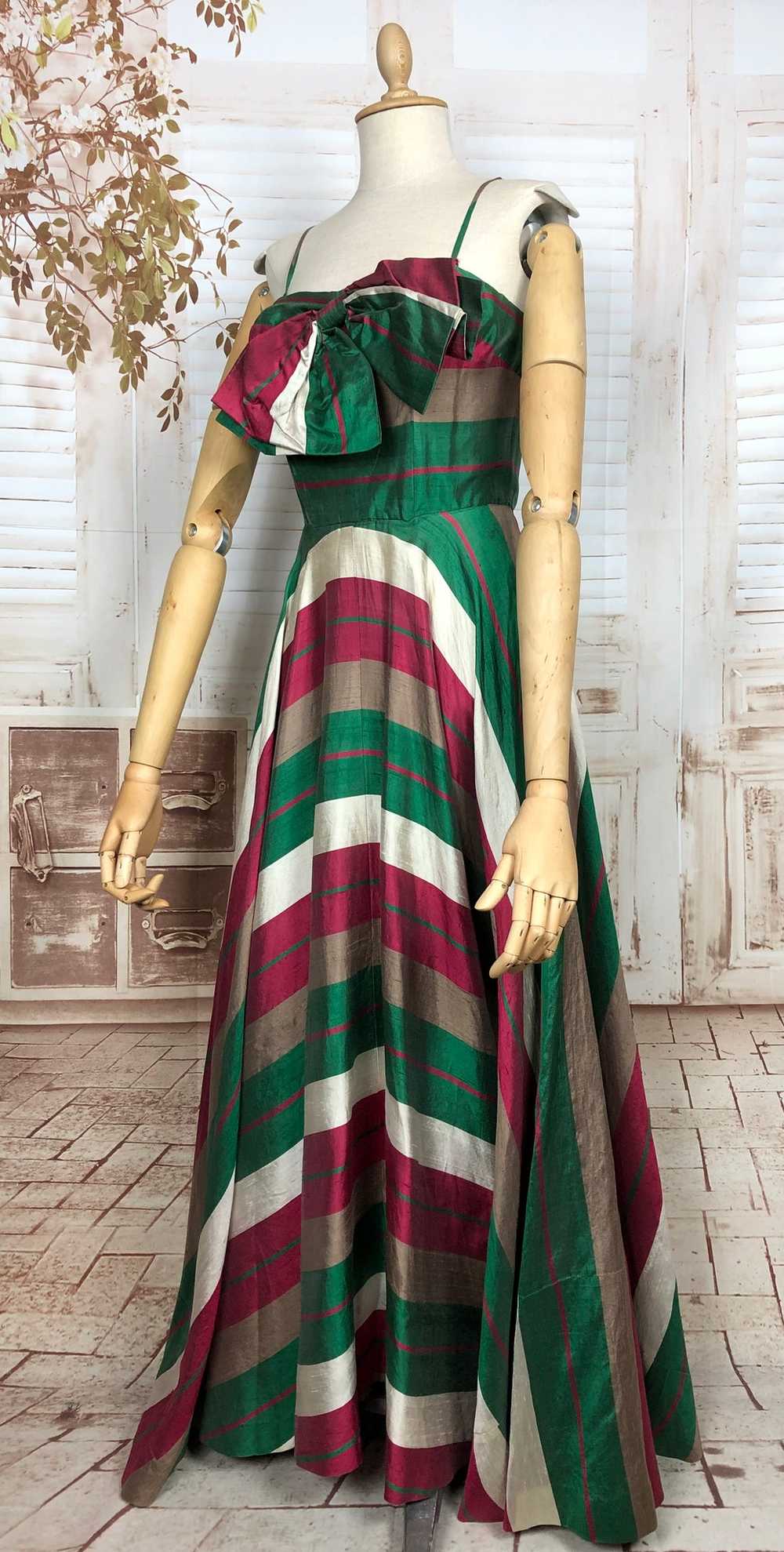 Exceptional Original 1940s Vintage Striped Evenin… - image 5