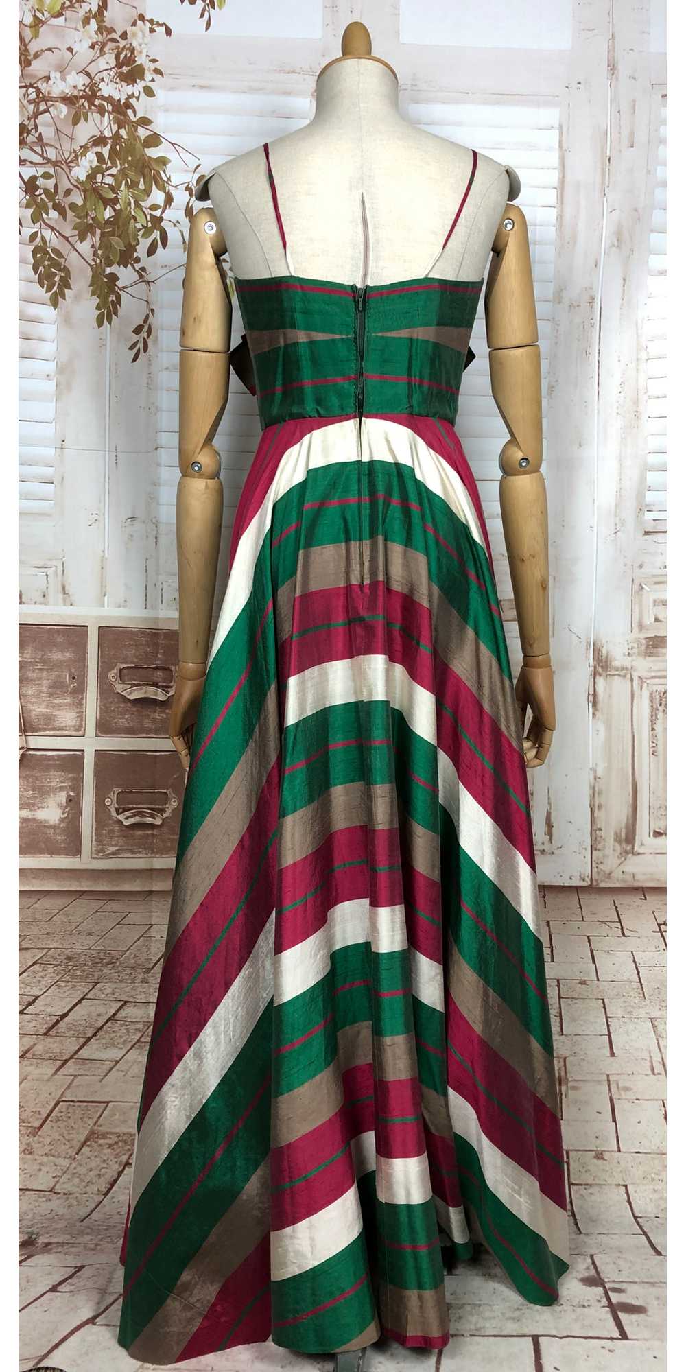 Exceptional Original 1940s Vintage Striped Evenin… - image 8