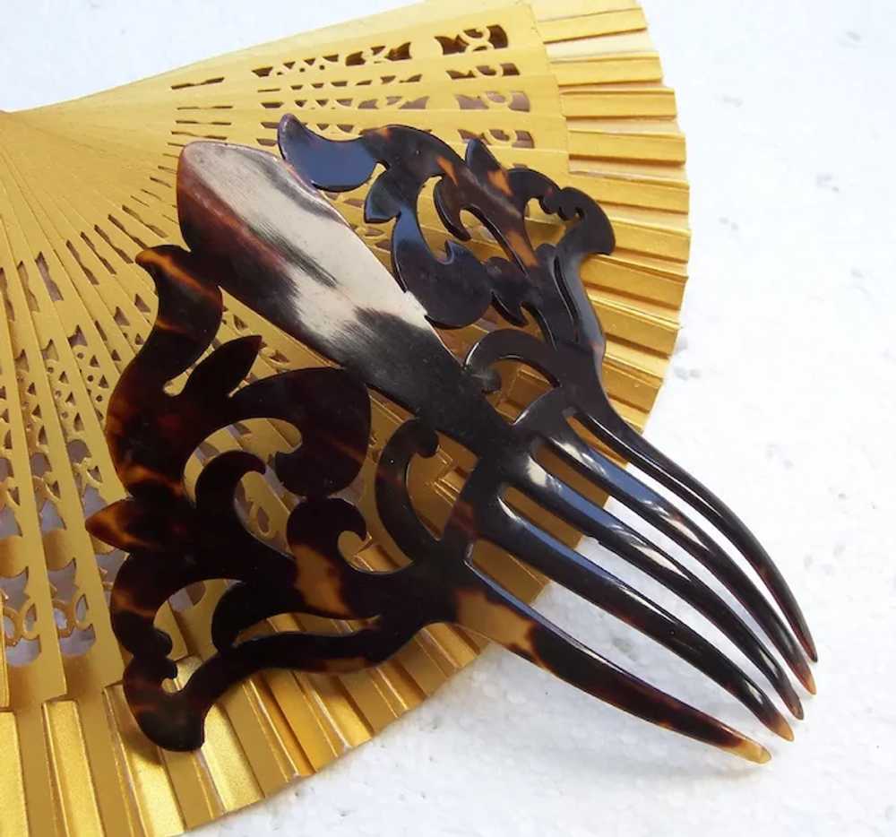 Handsome late Victorian imitation shell hair comb - image 11