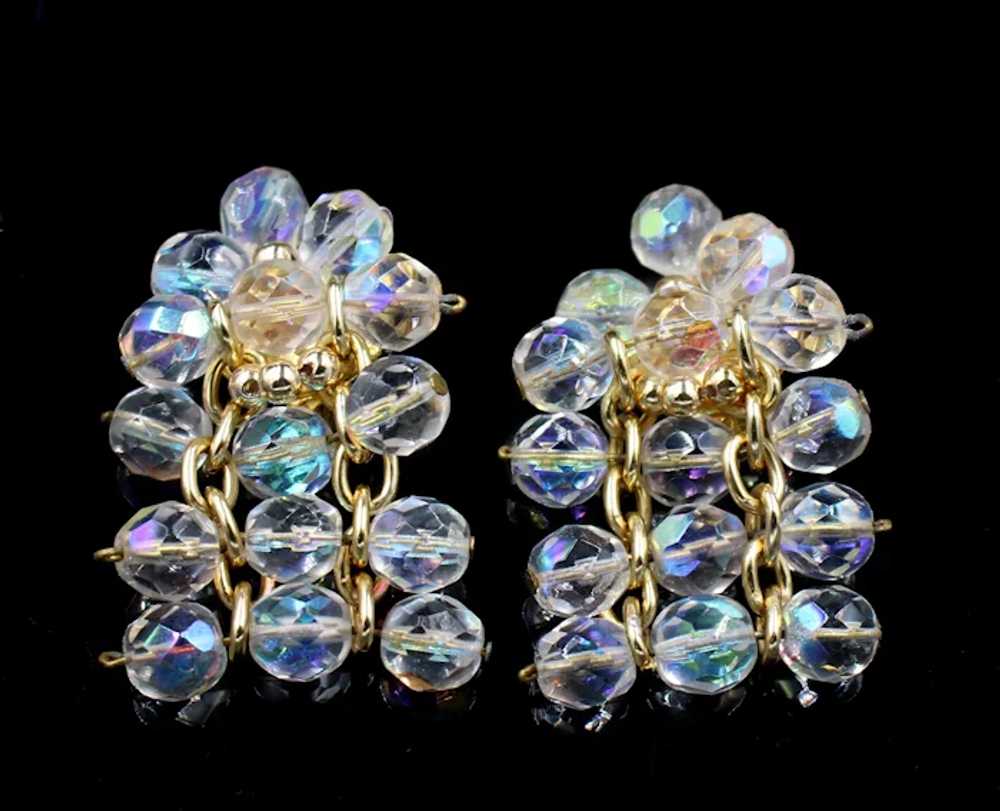 AB Crystal Dangle Drop Wired Clip On Earrings - image 2