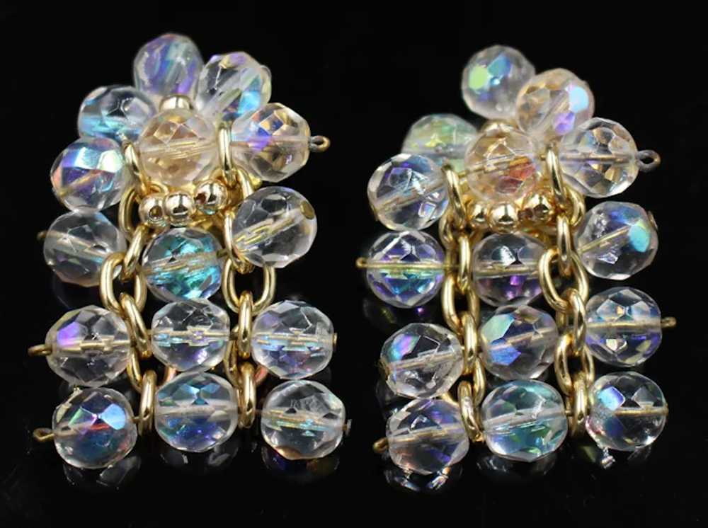 AB Crystal Dangle Drop Wired Clip On Earrings - image 4