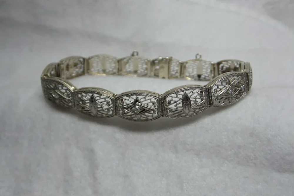 Antique Solid 14kt/Platinum Top Circa 1910 Filigr… - image 2