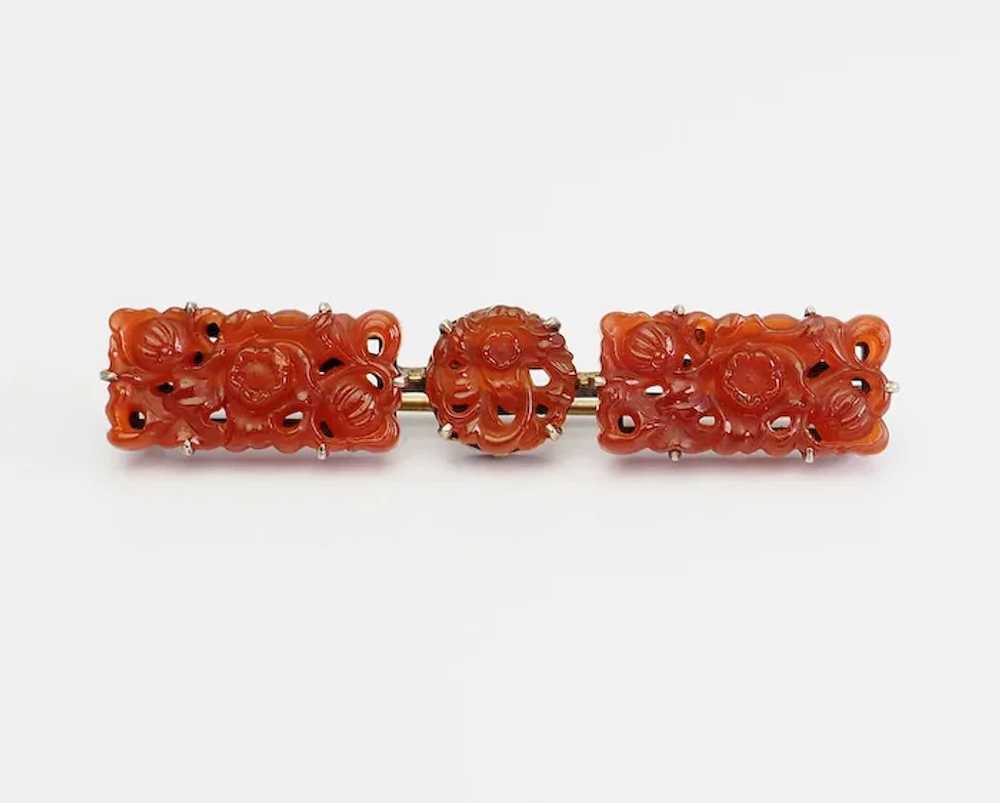 Stunning rare antique carved carnelian sterling s… - image 3