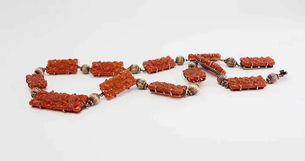 Stunning rare antique carved carnelian sterling s… - image 5