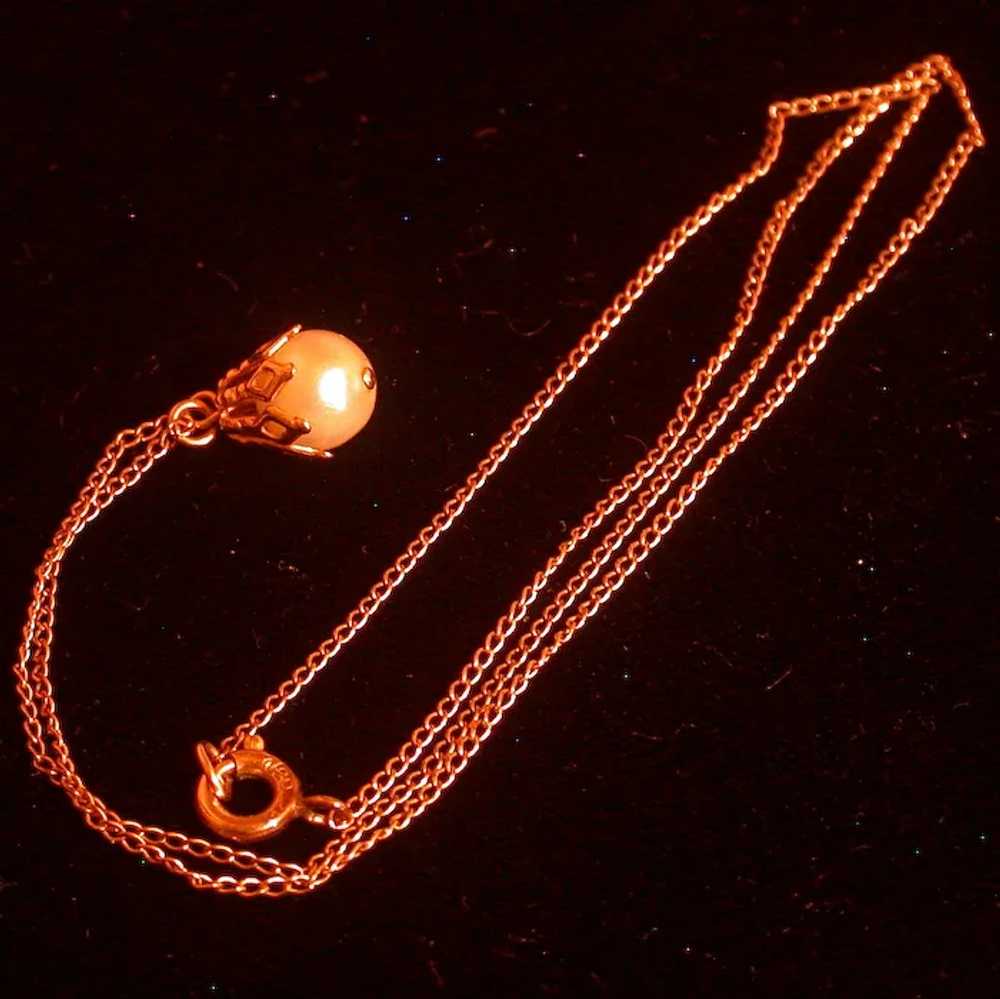 12K Gold Filled & Cultured Pearl Pendant Necklace - image 2