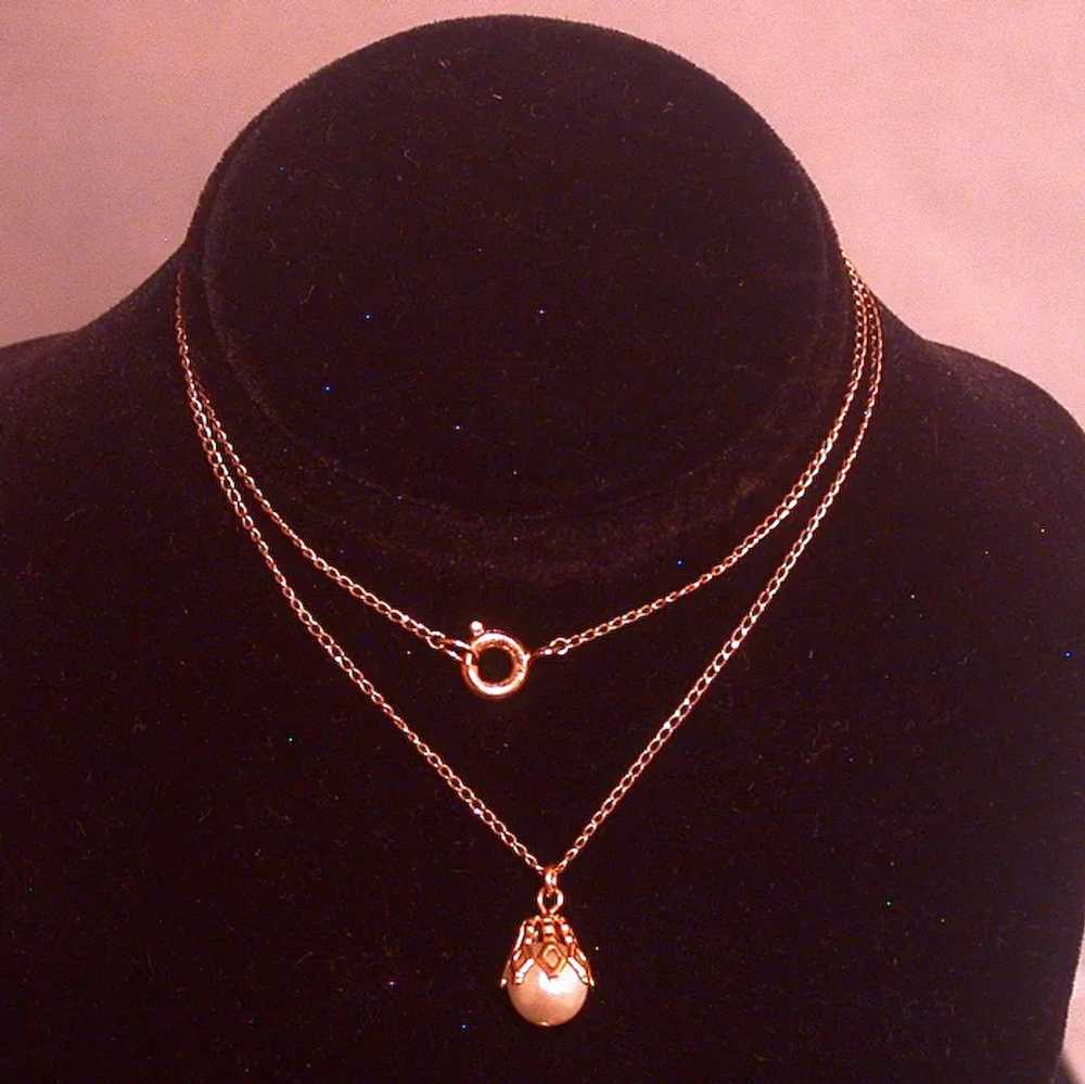 12K Gold Filled & Cultured Pearl Pendant Necklace - image 3