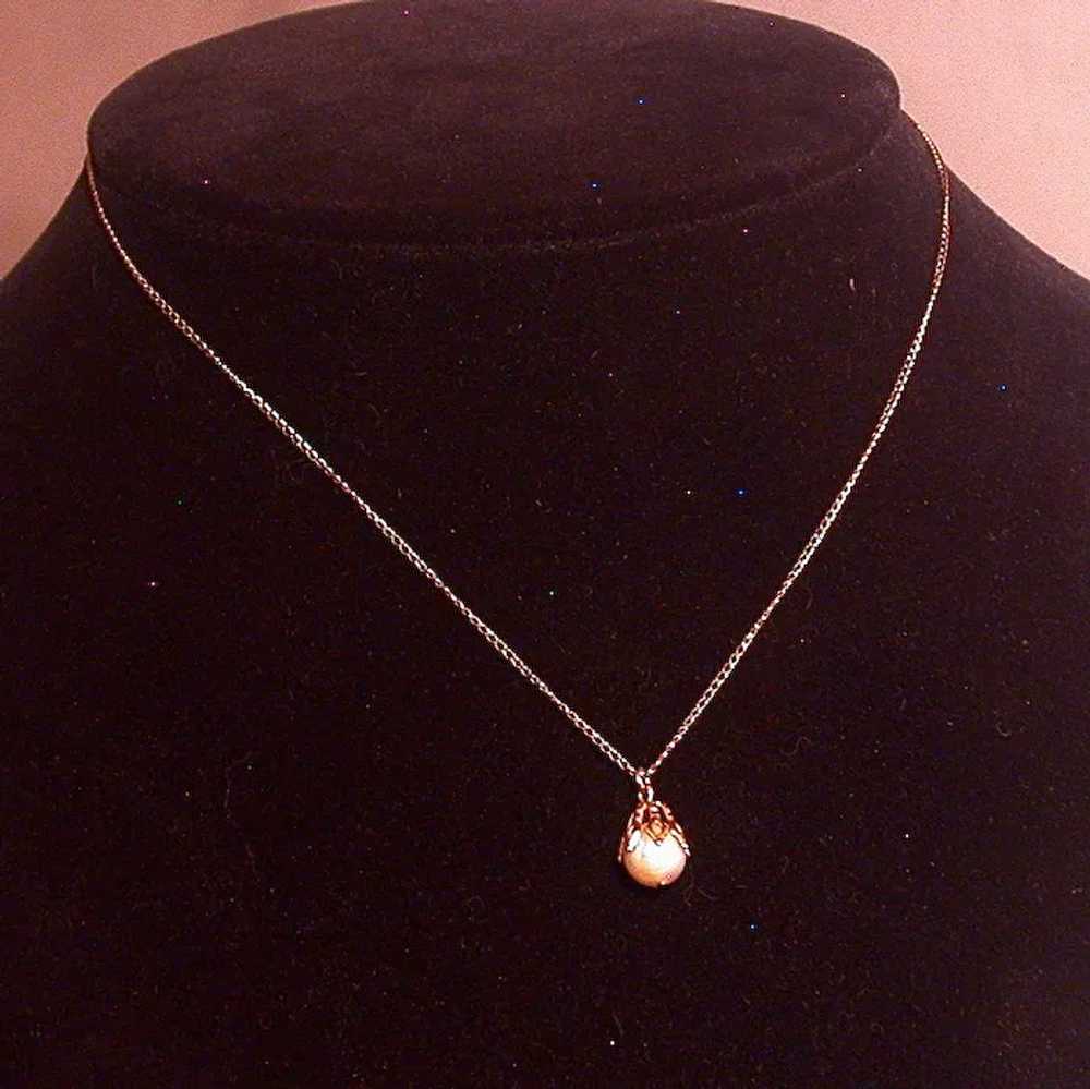 12K Gold Filled & Cultured Pearl Pendant Necklace - image 4