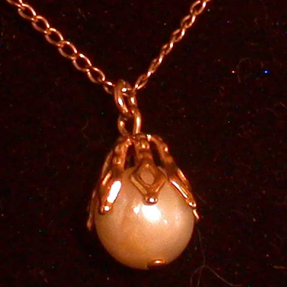 12K Gold Filled & Cultured Pearl Pendant Necklace - image 5
