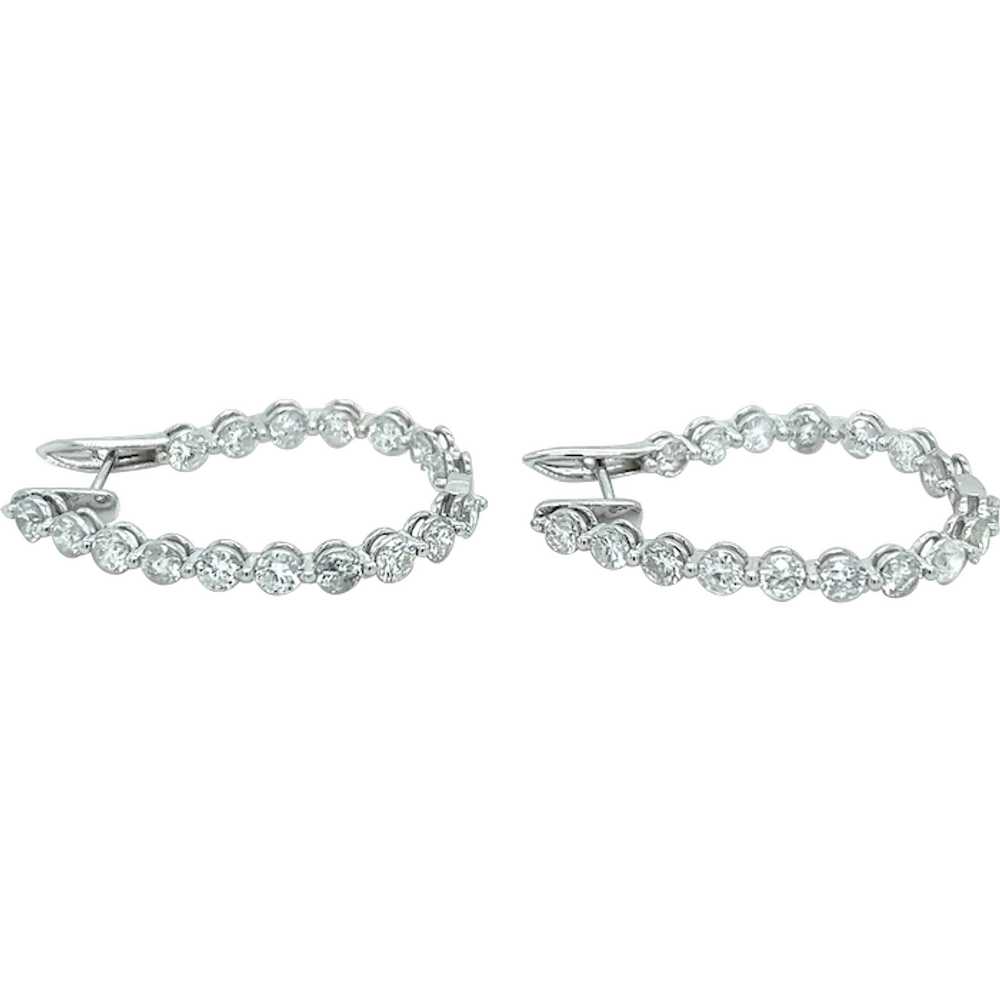 Natural Diamond Inside Out Hoop Earrings in 18kt … - image 1