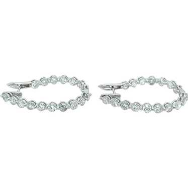 Natural Diamond Inside Out Hoop Earrings in 18kt … - image 1