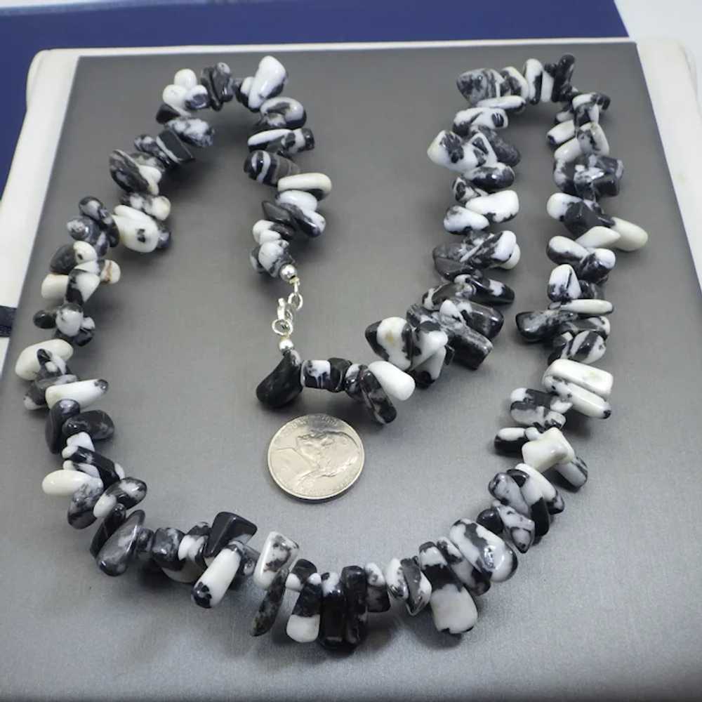Gemstone Nugget Beaded Necklace, Zebra Jasper & S… - image 4