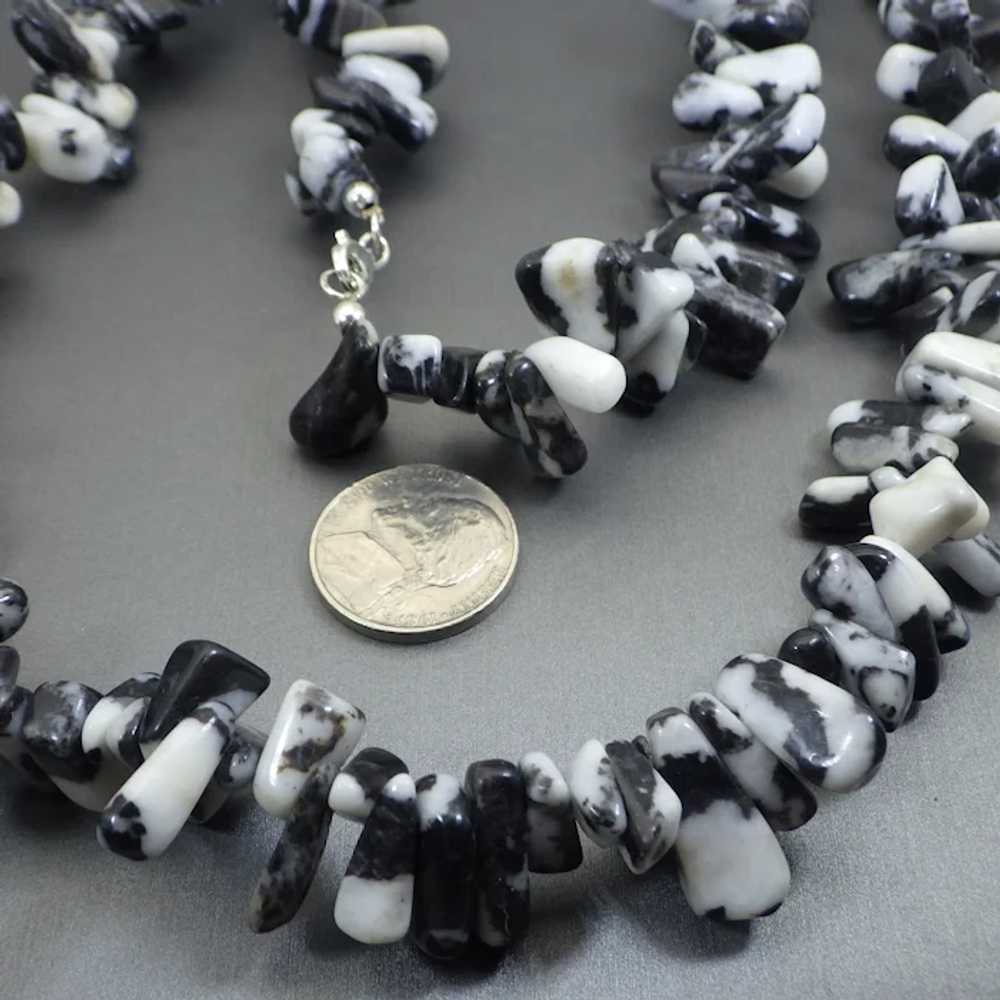 Gemstone Nugget Beaded Necklace, Zebra Jasper & S… - image 5