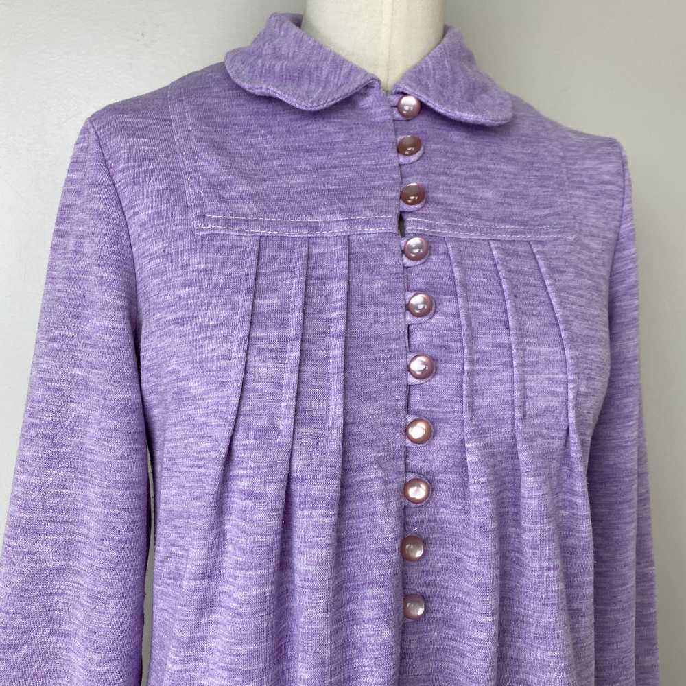 1970s Mod Knit Mini Dress, Size Small, Heathered … - image 3