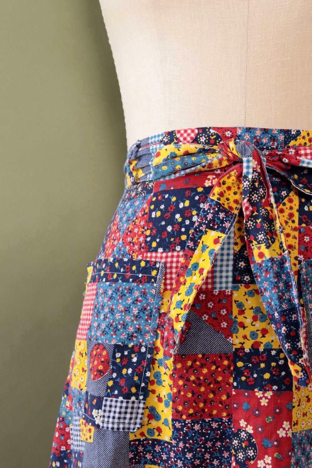 Calico Patchwork Print Wrap Skirt XS-M - image 2
