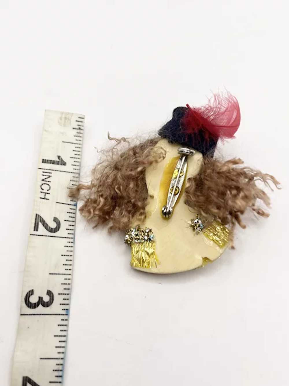 Vintage Woman Lady Feather Hat Brooch Pin - image 4