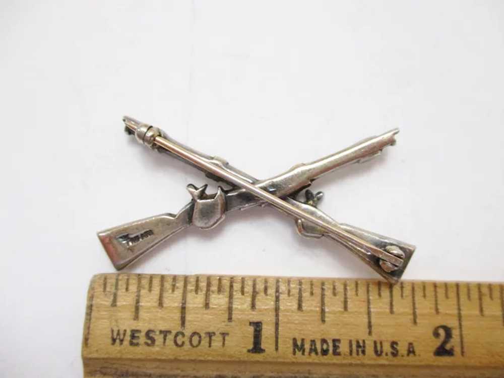 WWII Trifari Sterling Brooch Military Rifle Pin - image 12