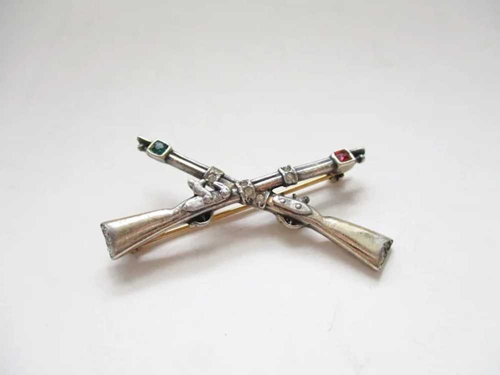 WWII Trifari Sterling Brooch Military Rifle Pin - image 3