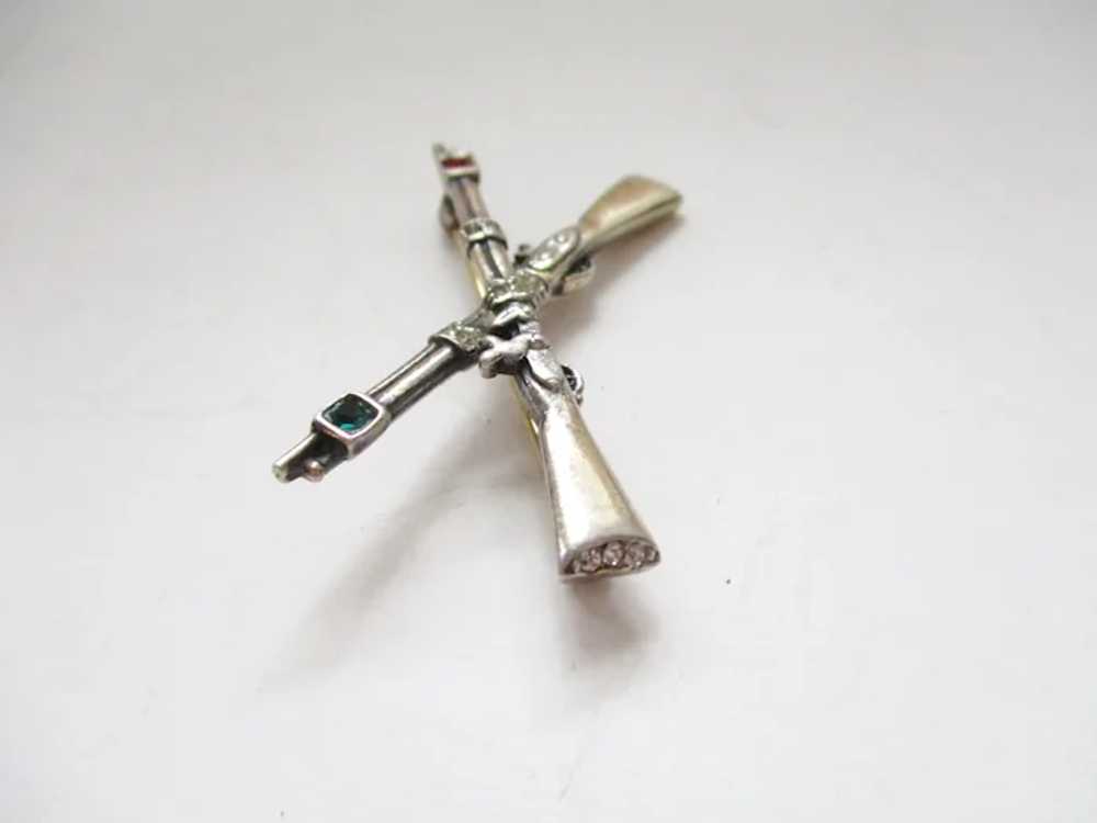 WWII Trifari Sterling Brooch Military Rifle Pin - image 4