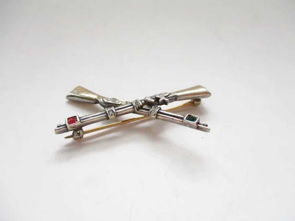 WWII Trifari Sterling Brooch Military Rifle Pin - image 5