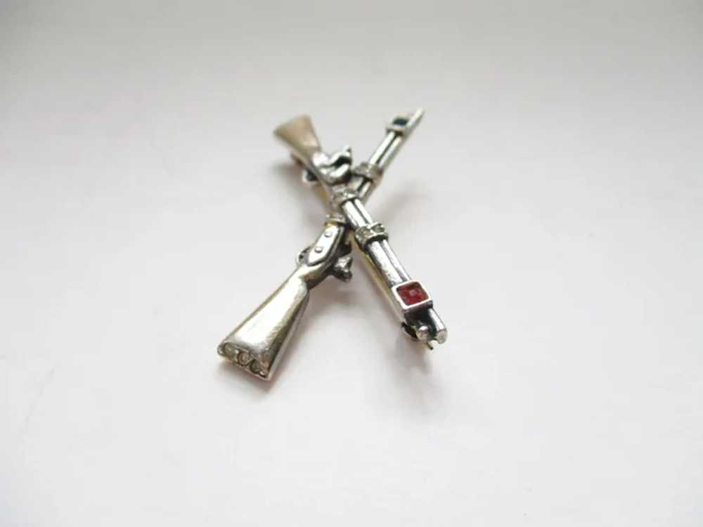 WWII Trifari Sterling Brooch Military Rifle Pin - image 6