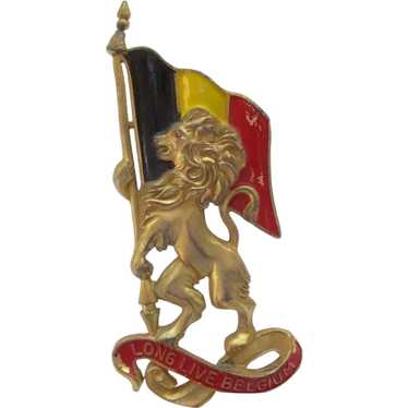WWII Sweetheart Belgium Lion Flag Fur Clip SILSON 