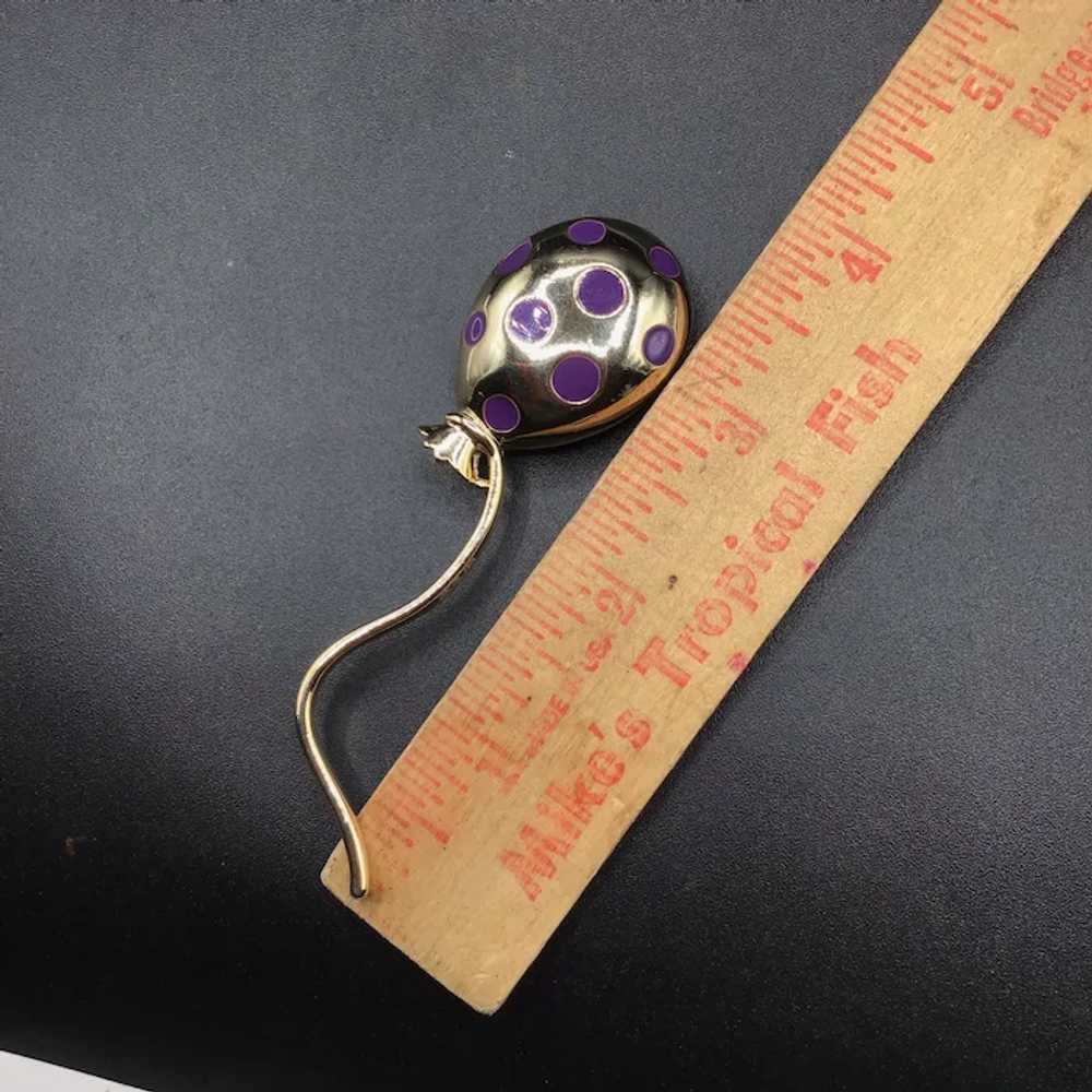 M. Jent Balloon Pin Brooch Gold Tone & Purple Ena… - image 6