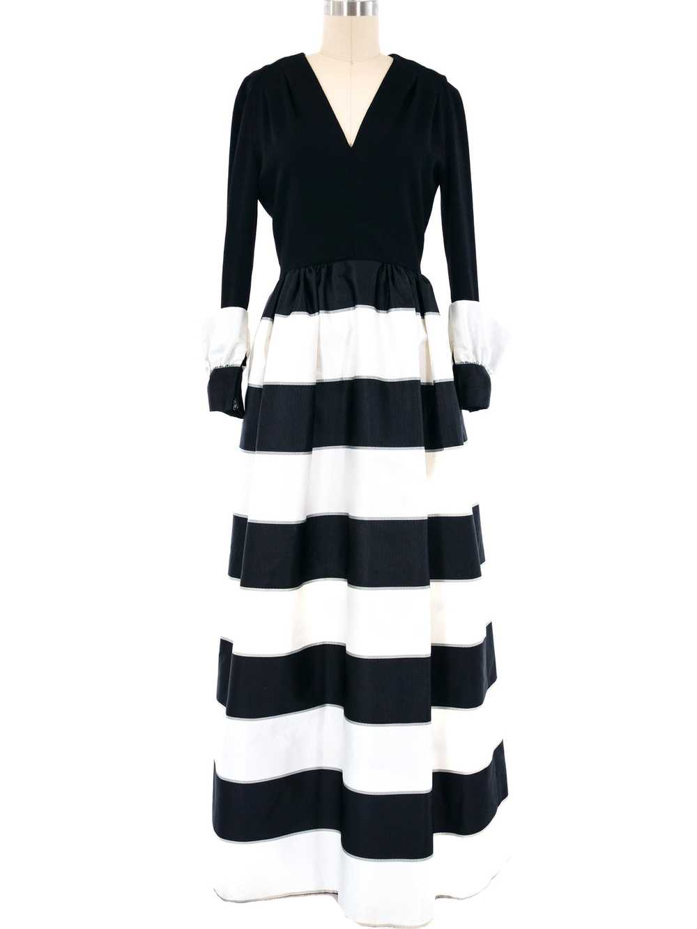 Pauline Trigere Black and White Striped Gown - image 1