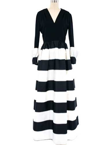 Pauline Trigere Black and White Striped Gown