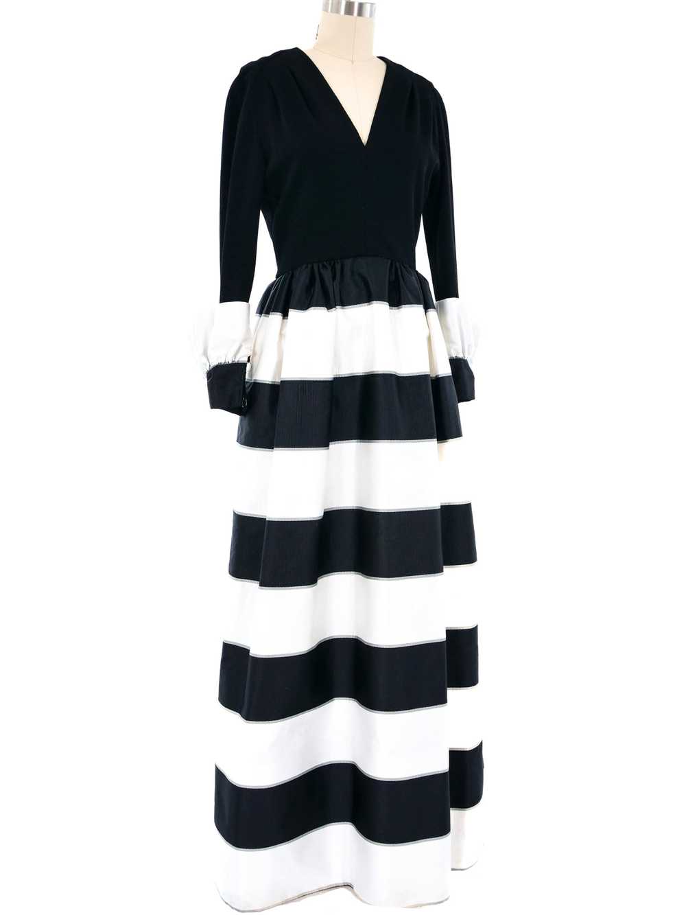 Pauline Trigere Black and White Striped Gown - image 2