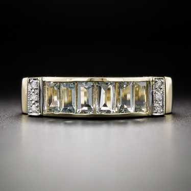 Retro Aquamarine and Diamond Band Ring - image 1