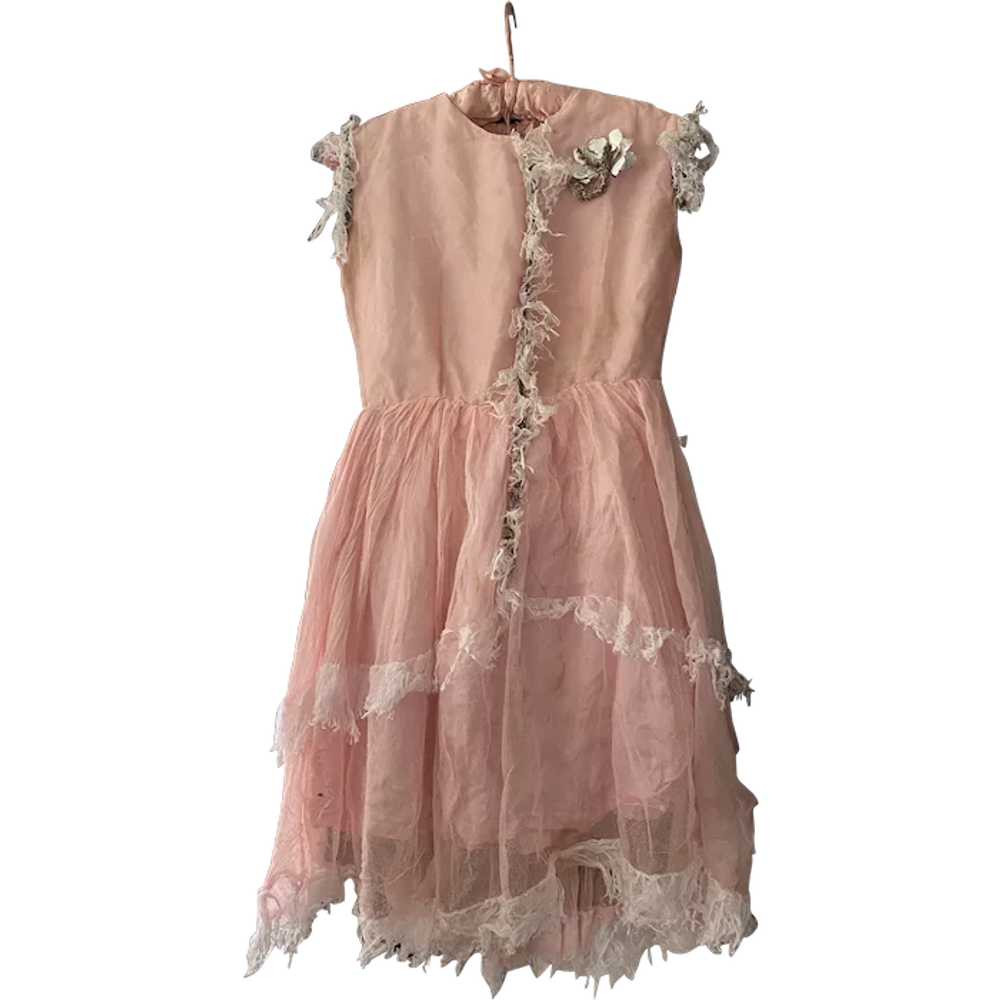 Antique Vintage Pink Tulle Lace Ballet Theater Co… - image 1